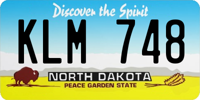 ND license plate KLM748