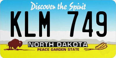 ND license plate KLM749