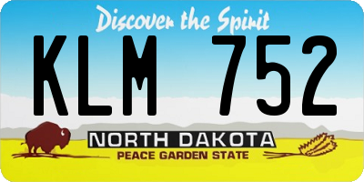 ND license plate KLM752