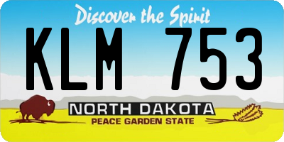ND license plate KLM753