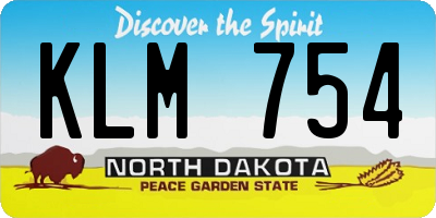 ND license plate KLM754