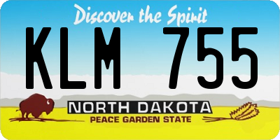 ND license plate KLM755
