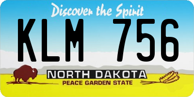 ND license plate KLM756