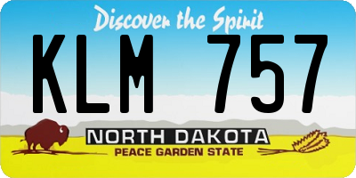ND license plate KLM757
