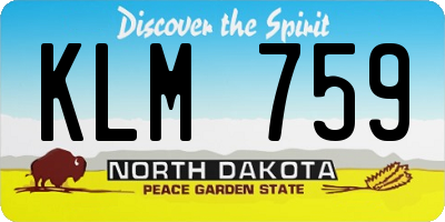 ND license plate KLM759