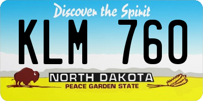 ND license plate KLM760