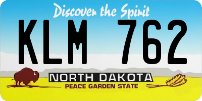 ND license plate KLM762