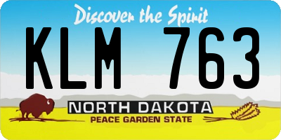 ND license plate KLM763