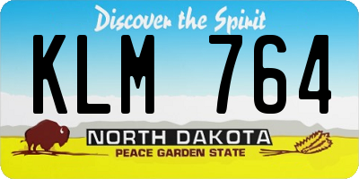 ND license plate KLM764