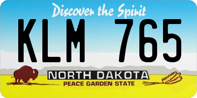 ND license plate KLM765
