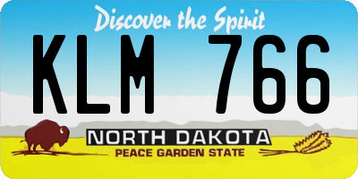 ND license plate KLM766