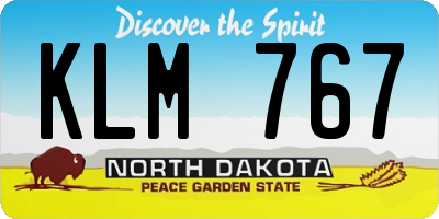 ND license plate KLM767