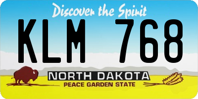 ND license plate KLM768