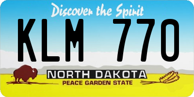 ND license plate KLM770
