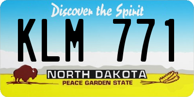 ND license plate KLM771