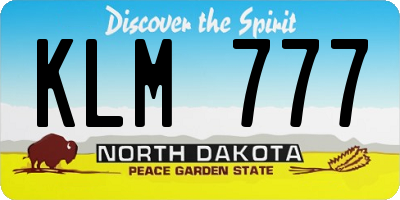 ND license plate KLM777