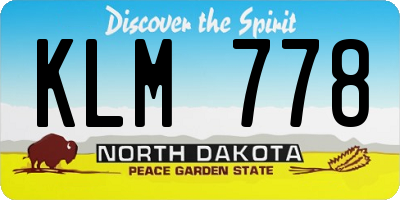 ND license plate KLM778