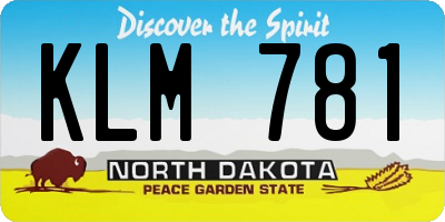 ND license plate KLM781