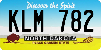ND license plate KLM782