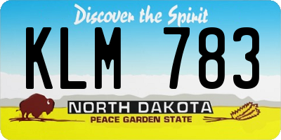 ND license plate KLM783