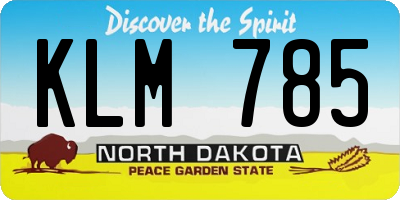ND license plate KLM785