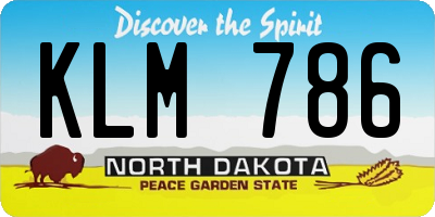 ND license plate KLM786