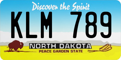 ND license plate KLM789