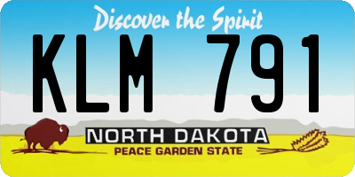 ND license plate KLM791