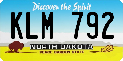 ND license plate KLM792