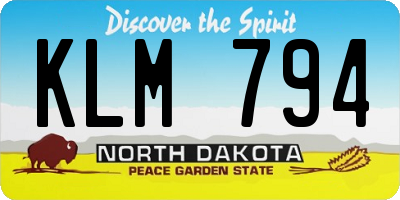 ND license plate KLM794
