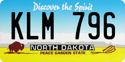 ND license plate KLM796