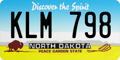 ND license plate KLM798