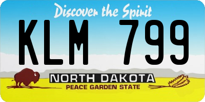 ND license plate KLM799