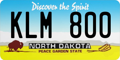 ND license plate KLM800