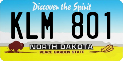 ND license plate KLM801