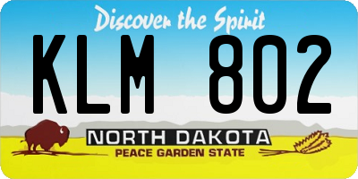 ND license plate KLM802