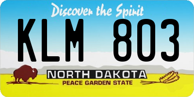 ND license plate KLM803