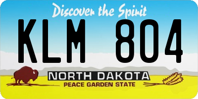 ND license plate KLM804
