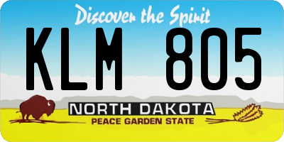 ND license plate KLM805