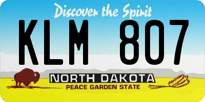 ND license plate KLM807