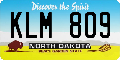 ND license plate KLM809