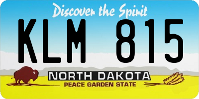 ND license plate KLM815