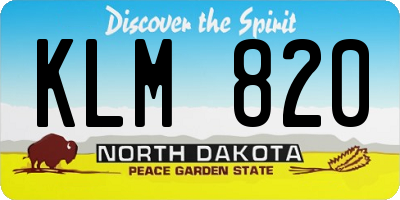 ND license plate KLM820