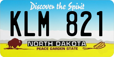 ND license plate KLM821