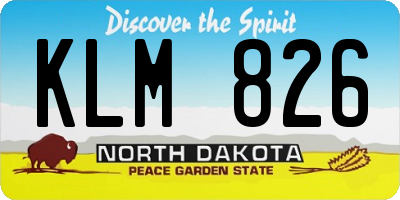 ND license plate KLM826