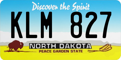 ND license plate KLM827