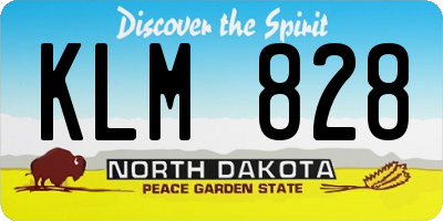 ND license plate KLM828