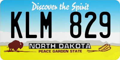 ND license plate KLM829