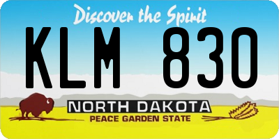 ND license plate KLM830