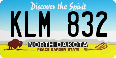 ND license plate KLM832